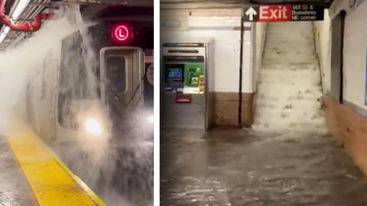 ‘Historic’ Flooding Causes Wall of Water in Subways