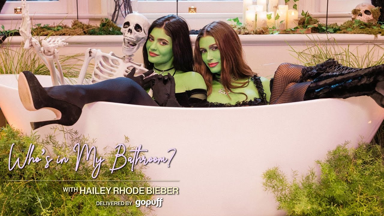 Kylie Jenner & Hailey Bieber toast to Halloween with spooky cocktails | WHO’S IN MY BATHROOM?