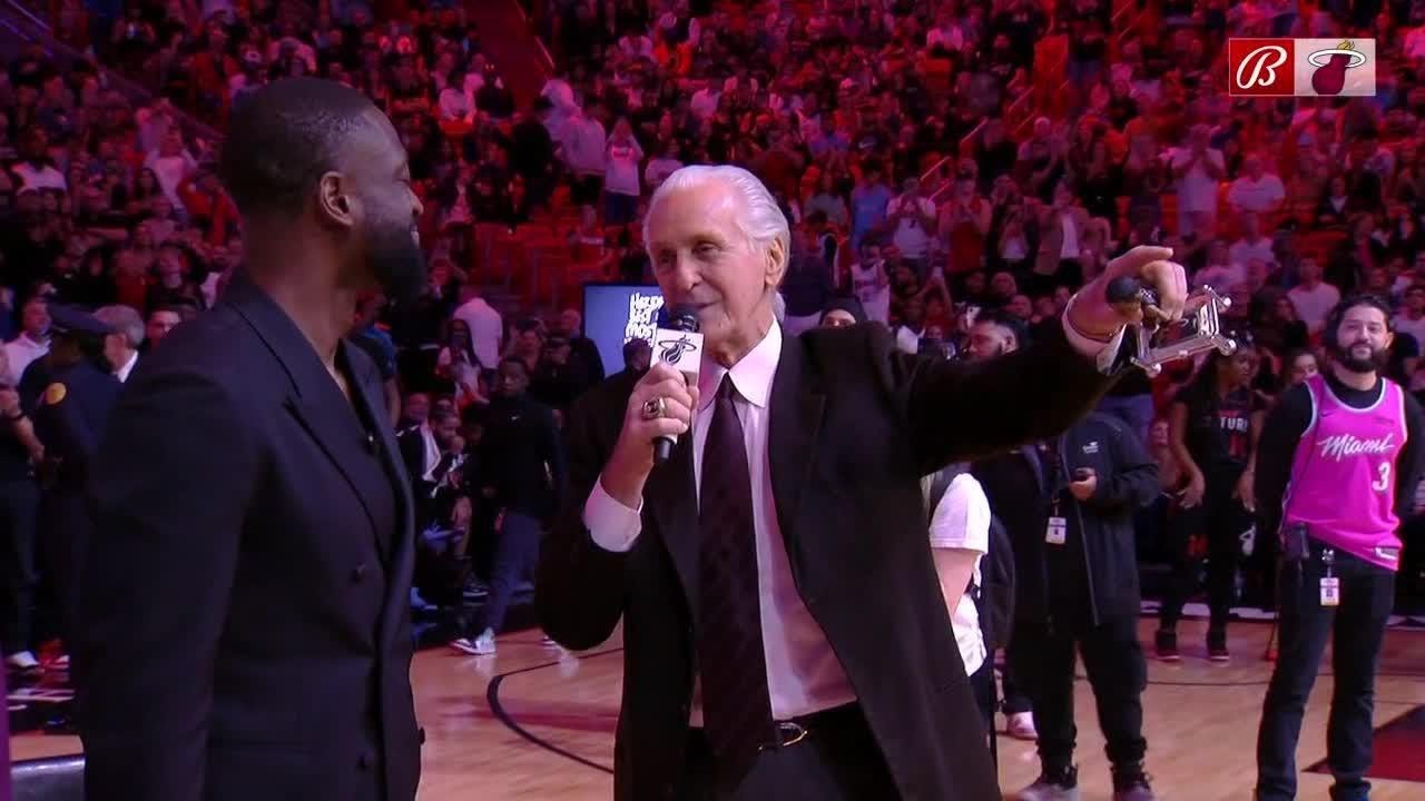 Pat Riley surprises Dwyane Wade with Miami Heat statue announcement | NBA on ESPN