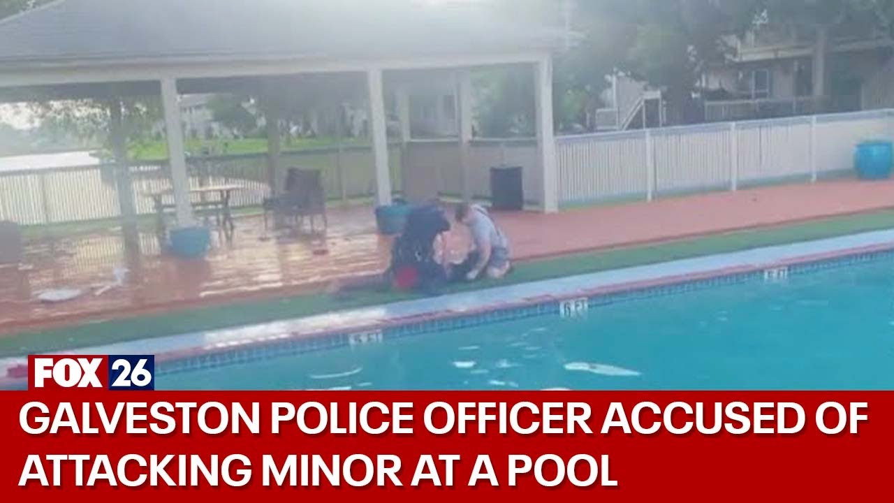 VIDEO: Galveston police officer accused of ATTACKING minor at pool is on paid leave